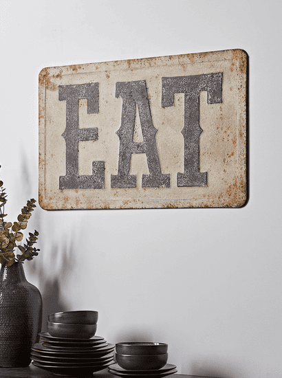 Distressed Metal Eat Sign