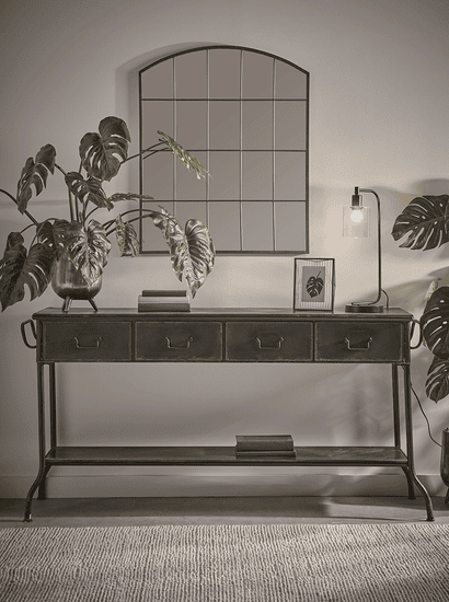 Industrial Curved Top Window Mirror