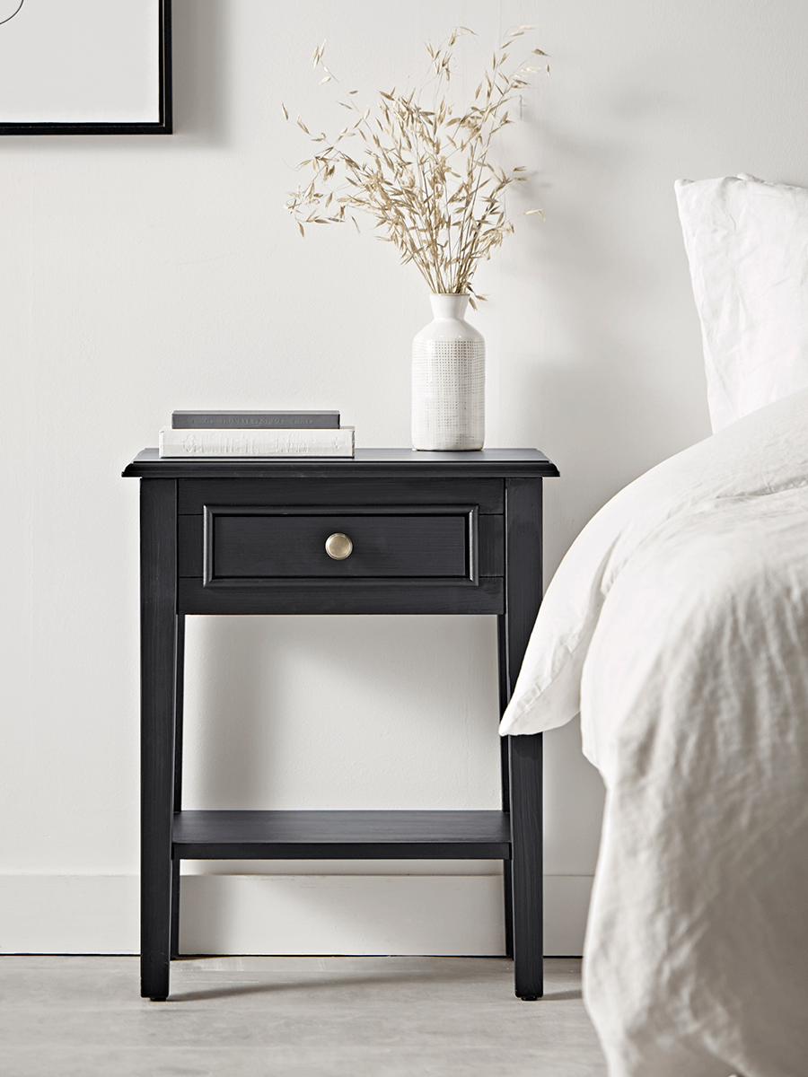 Product photograph of Camille Bedside Table - Black from Cox and Cox