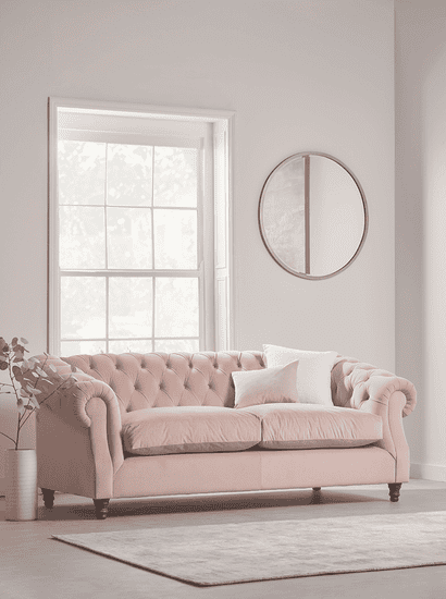 Layla Buttoned Sofa - Blush Velvet