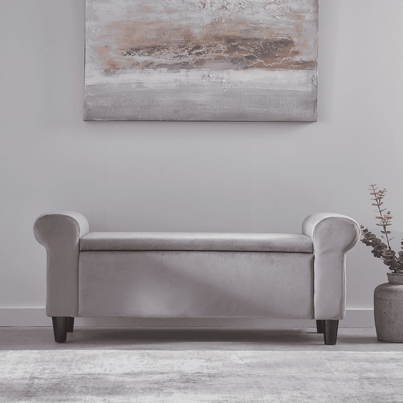 Grey velvet online storage ottoman