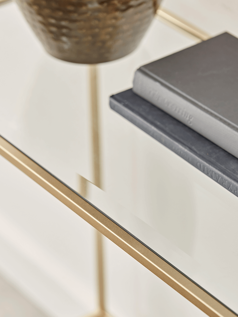 Product photograph of Villette Console Table - Soft Gold from Cox and Cox.