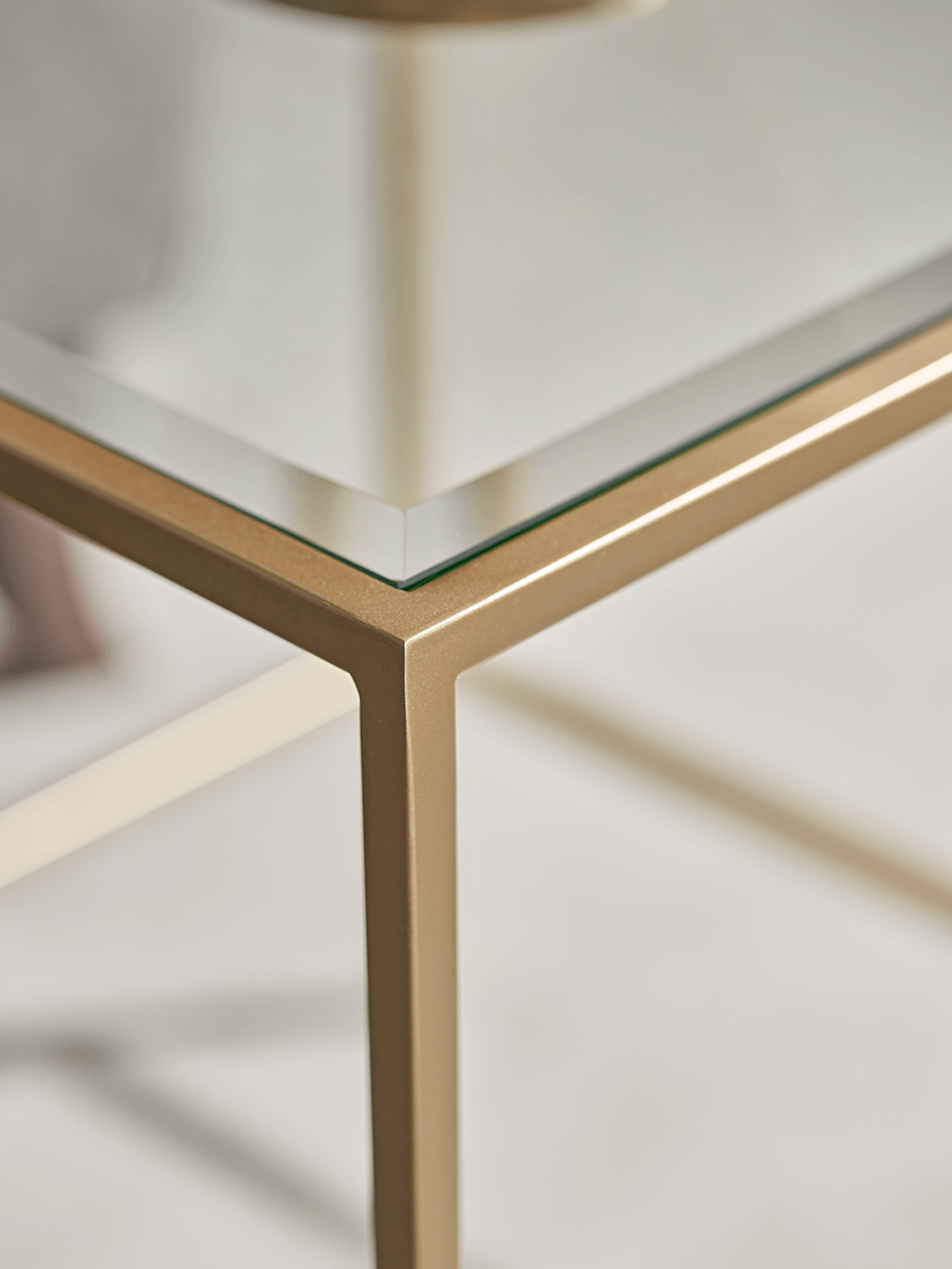 Product photograph of Villette Side Table - Soft Gold from Cox and Cox.