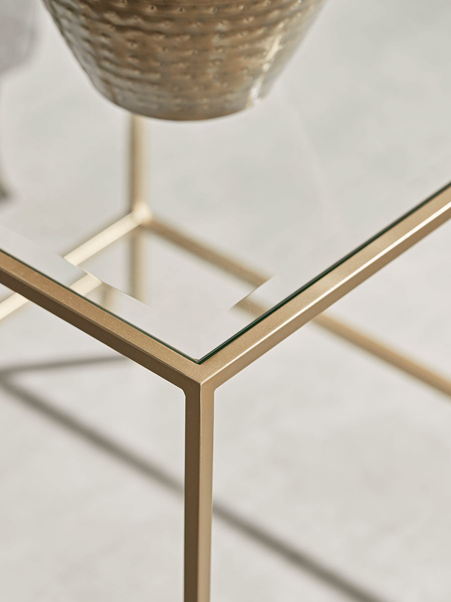 Product photograph of Villette Side Table - Soft Gold from Cox and Cox.