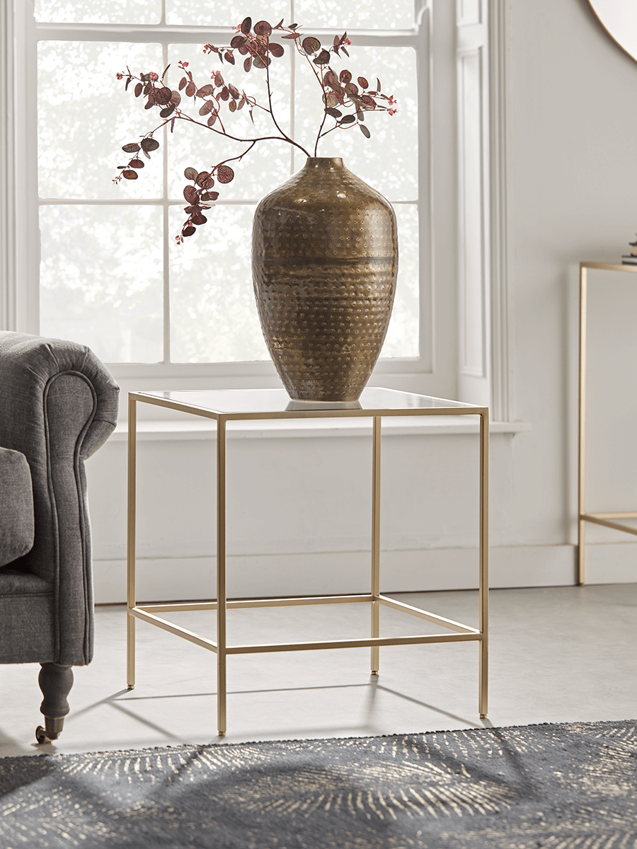 Product photograph of Villette Side Table - Soft Gold from Cox and Cox