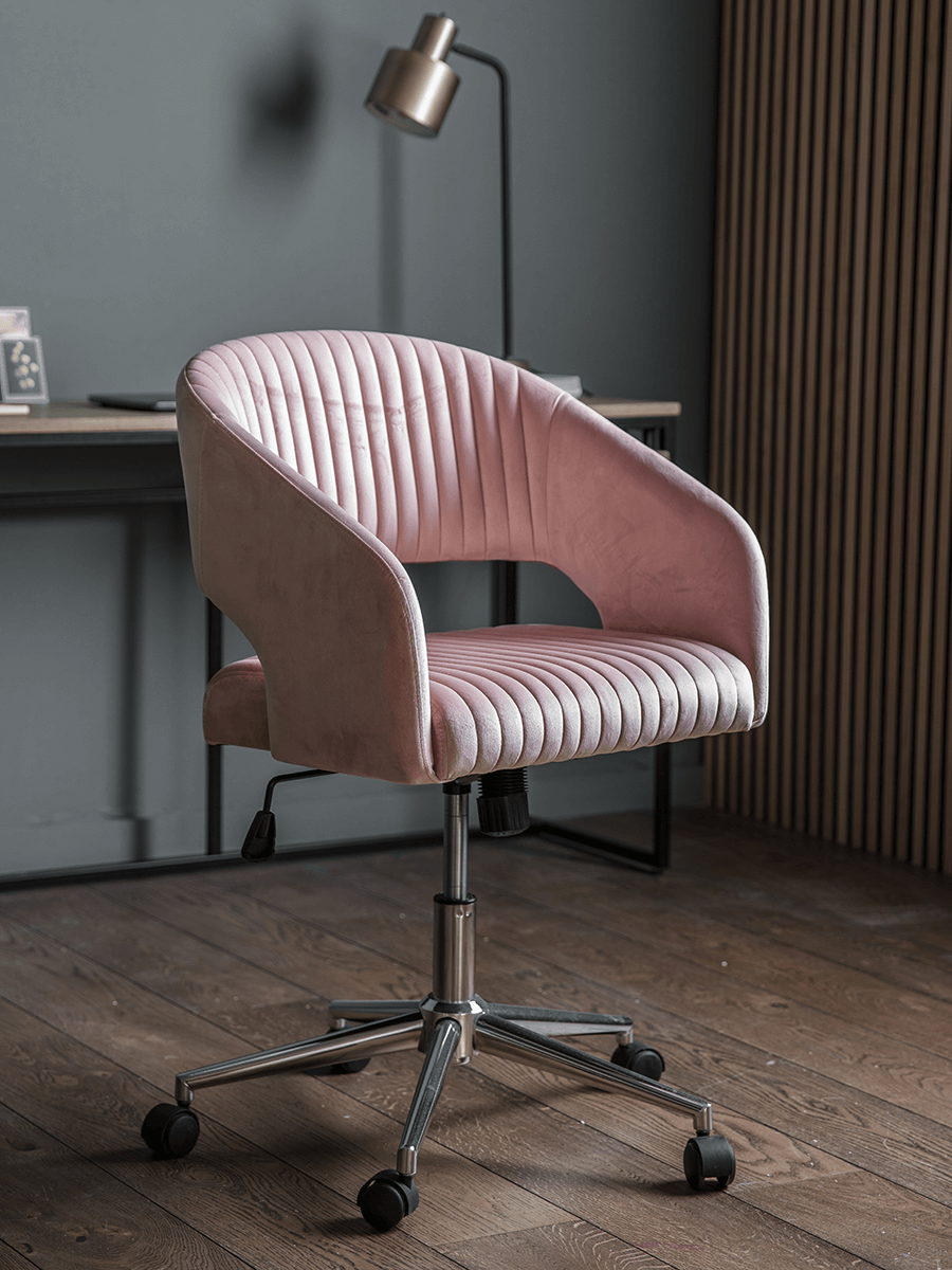 Photo of Blush velvet office chair