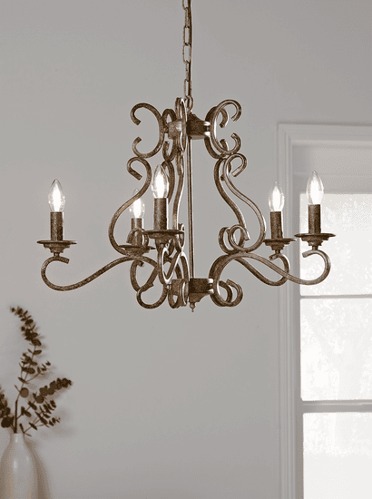 Elegant Metal Five Arm Chandelier - Small