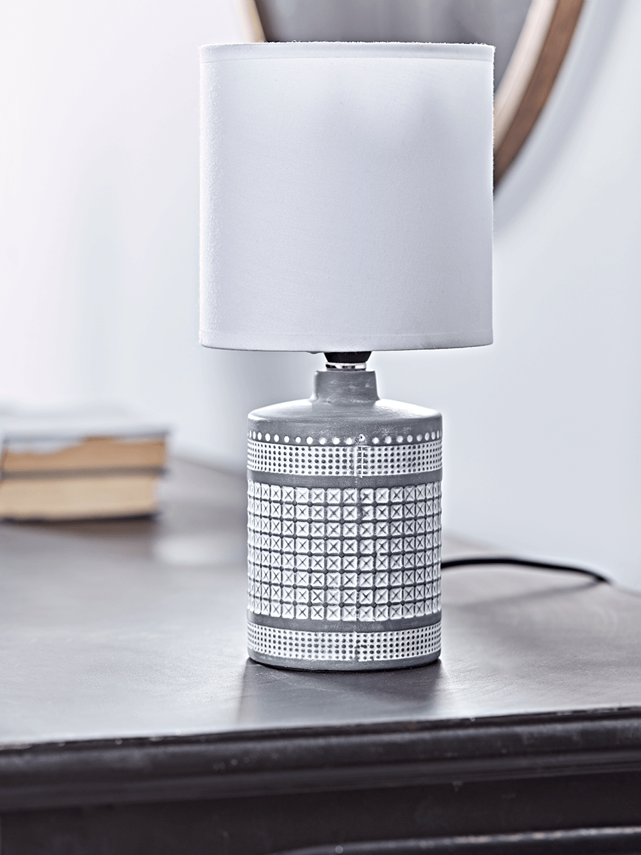 

Textured Grid Table Lamp - White