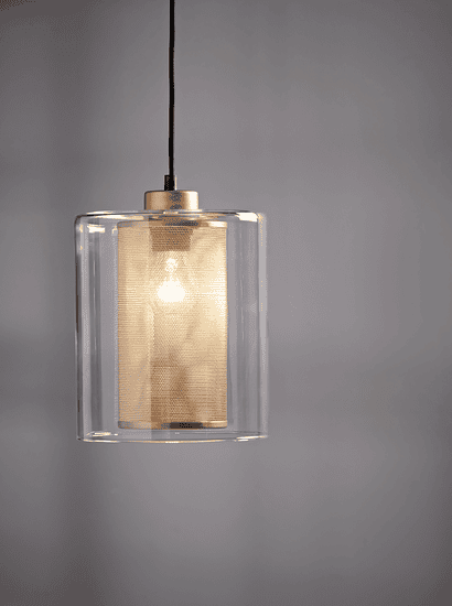 Glass & Brass Mesh Pendant