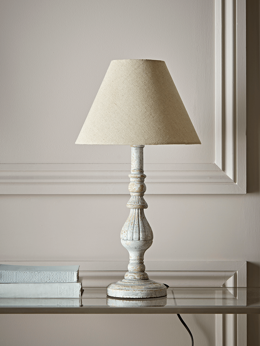 

Turned Whitewashed Bedside Lamp