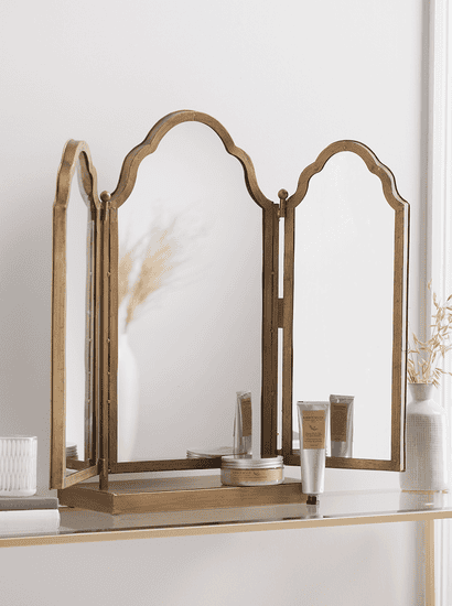 Folding Table Mirror Brass