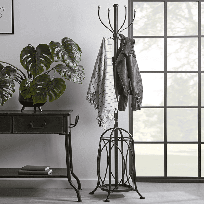 Modern coat rack with umbrella stand on sale
