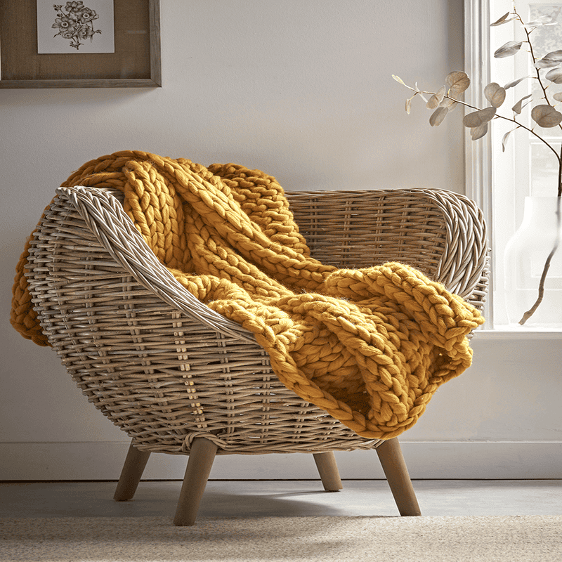 Knitted mustard throw sale