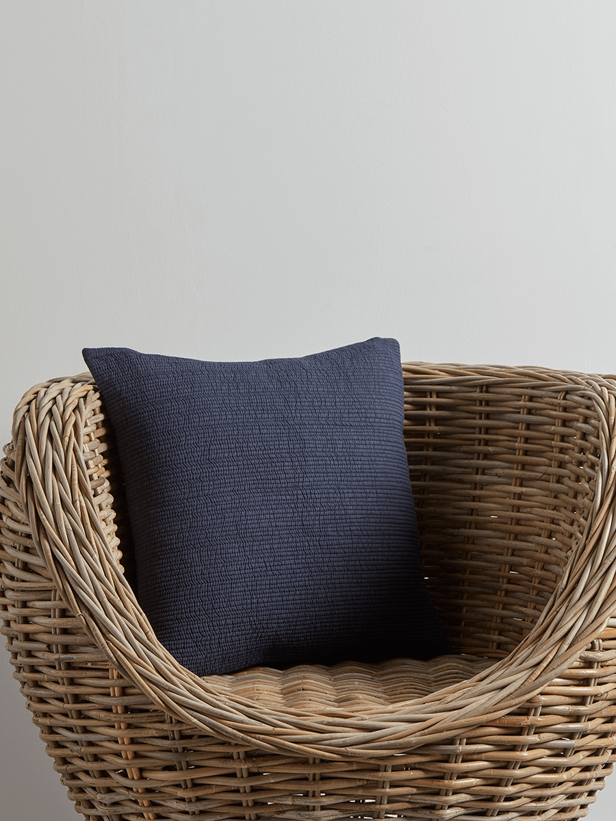

Cotton Quilted Cushion - Indigo