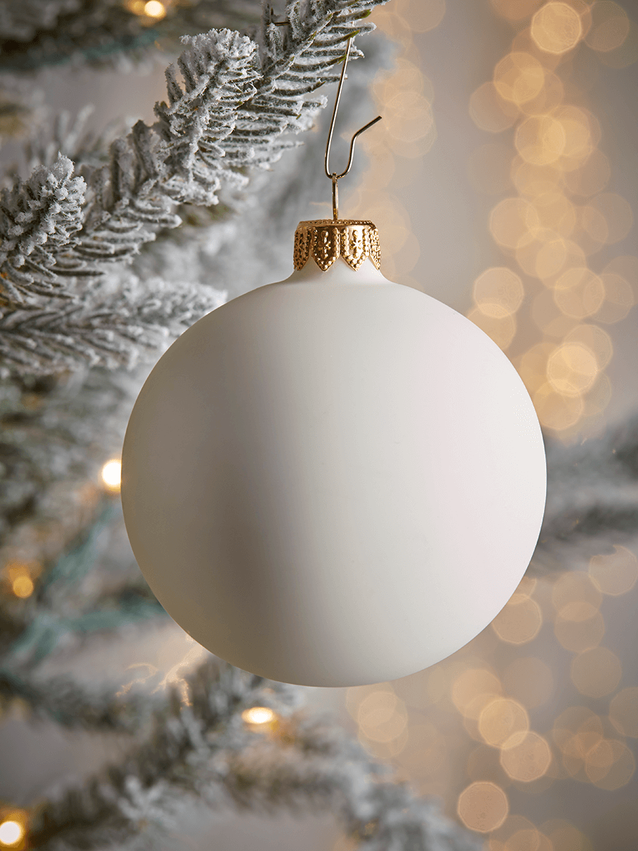 Photo of Six medium handblown glass baubles - cream