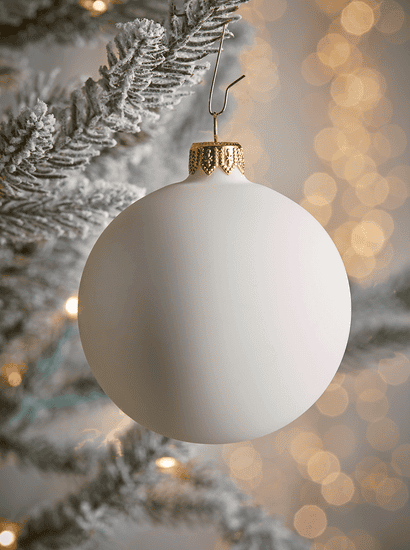 Six Medium Handblown Glass Baubles - Cream