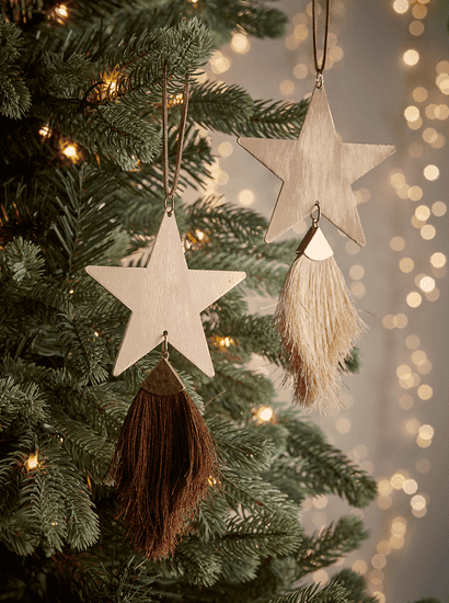 Two Hanging Tasselled Stars