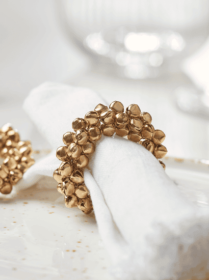 Four Golden Bells Napkin Rings