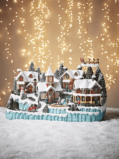 Miniature Lit Santa Town