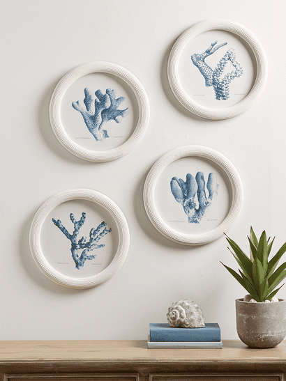 Four Coral Framed Prints