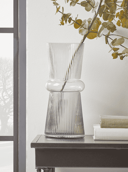 Soft Grey Fluted Vase