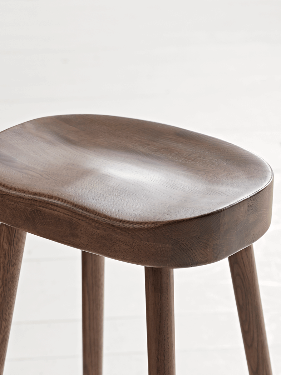 Product photograph of Weathered Oak Counter Stool - Walnut Effect from Cox and Cox.