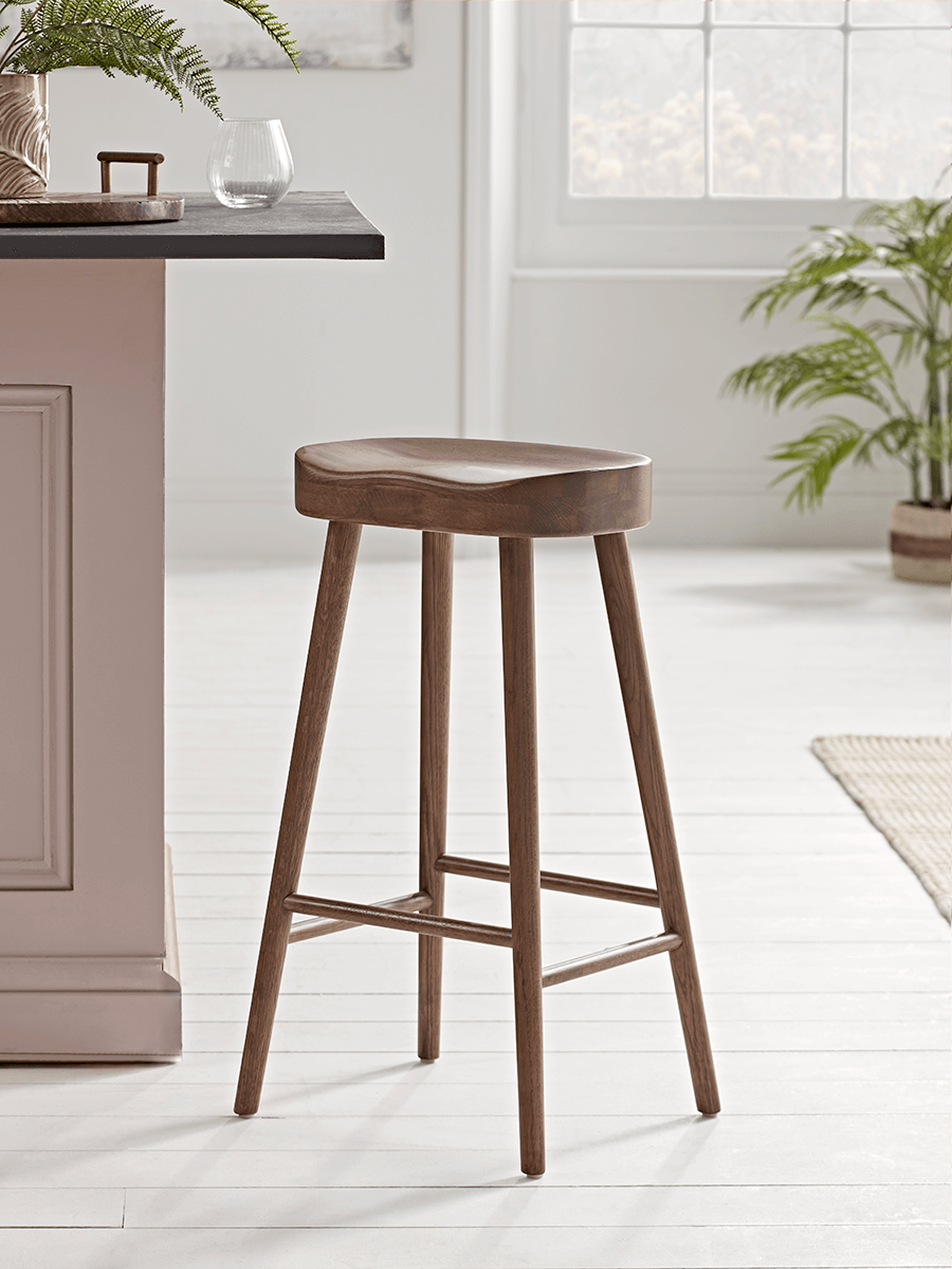 Weathered Oak Counter Stool - Walnut Effect