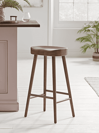 Weathered Oak Counter Stool - Walnut Effect