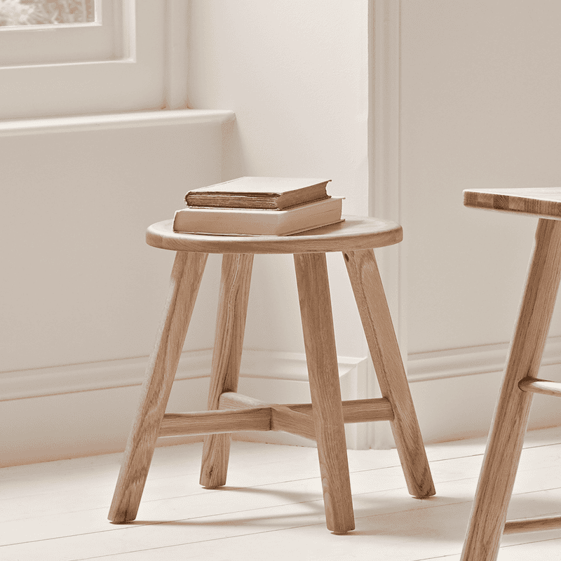 Weathered Oak Farmhouse Low Stool