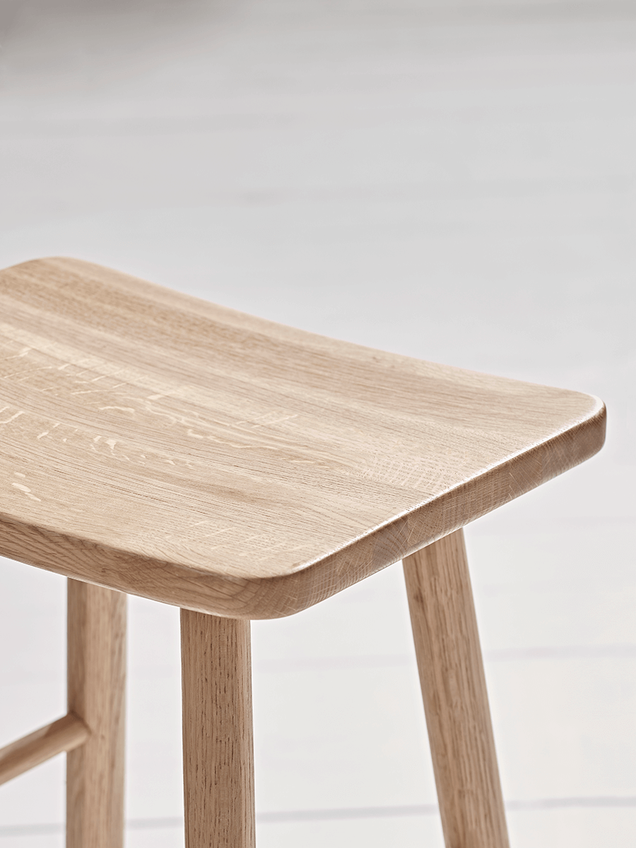 Product photograph of Oak Curved Topped Counter Stool - Natural from Cox and Cox.