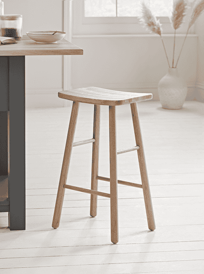 Oak Curved Topped Counter Stool - Natural