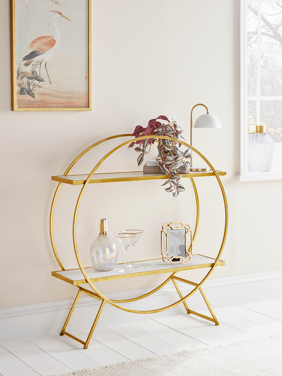 

NEW Marble & Gold Circular Shelf Unit