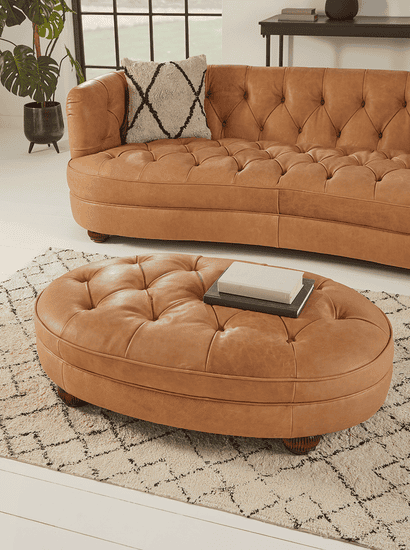 Knightsbridge Leather Ottoman