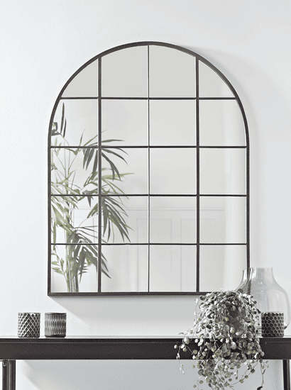 Black Arched Window Mirror