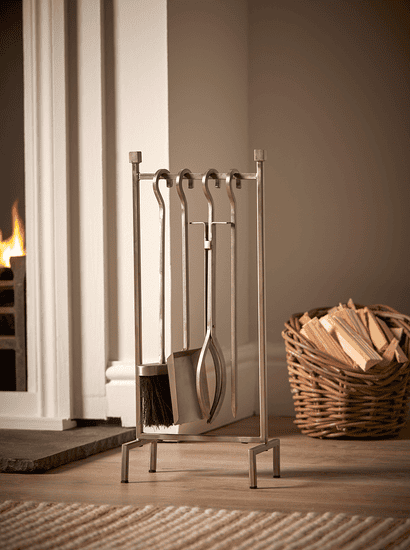 Iron Hanging Fireside Set - Silver