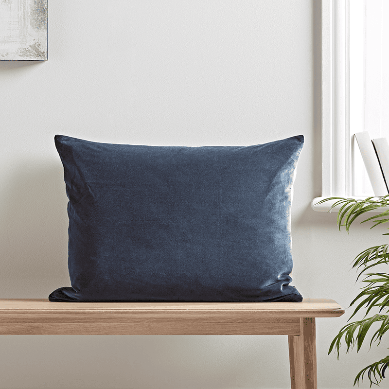 Large Velvet Linen Cushion Cover Blue
