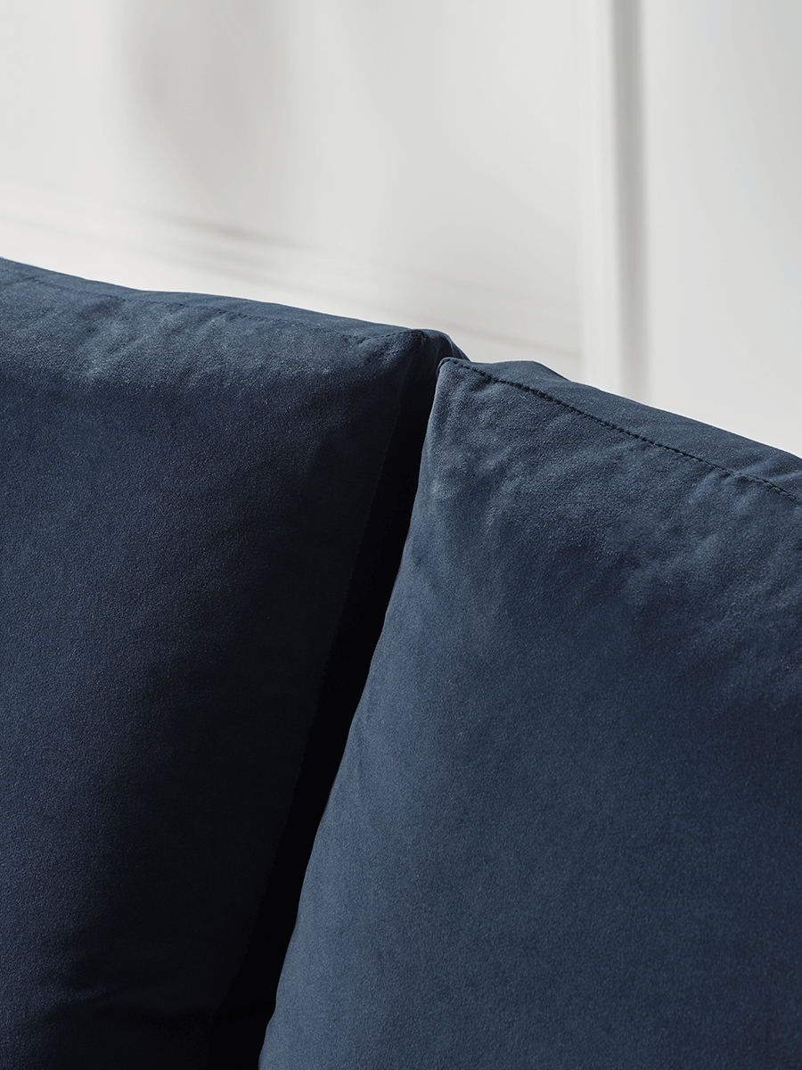 Product photograph of Deco Three Seater Sofa Bed - Navy Velvet from Cox and Cox.