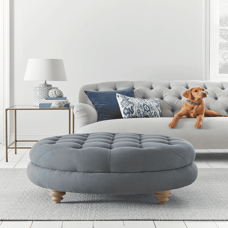 Round cheap ottoman gray