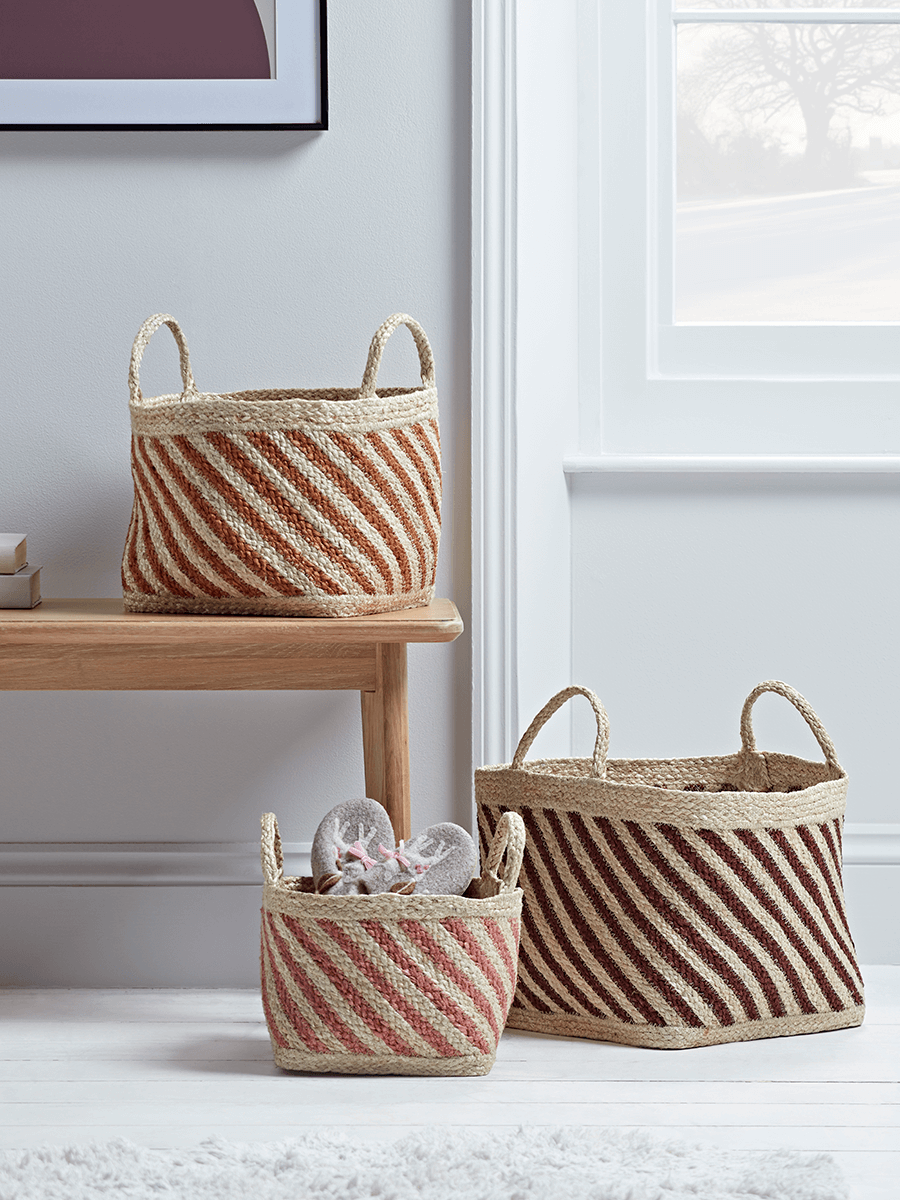 

Three Striped Storage Baskets