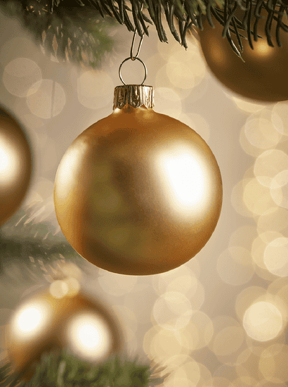 Six Small Handblown Glass Baubles - Gold
