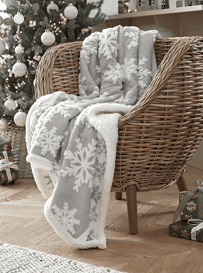 Textured Snowflakes Fleecy Throw