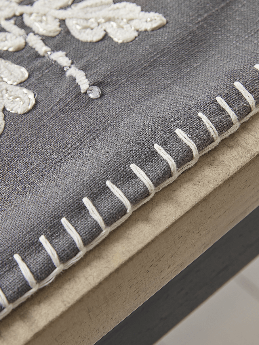 Product photograph of Embroidered Snowflake Table Runner from Cox and Cox.