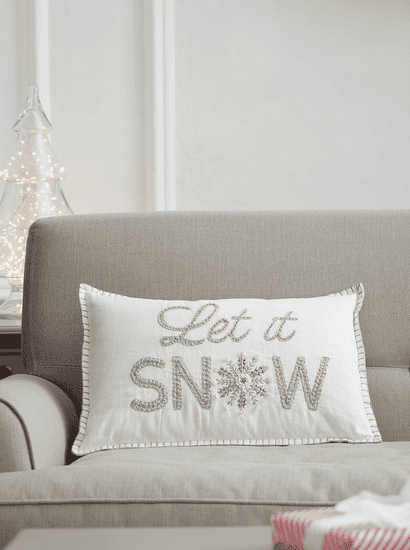 Embroidered Let it Snow Cushion