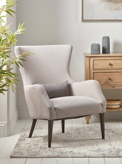 Pinstriped Tall Armchair