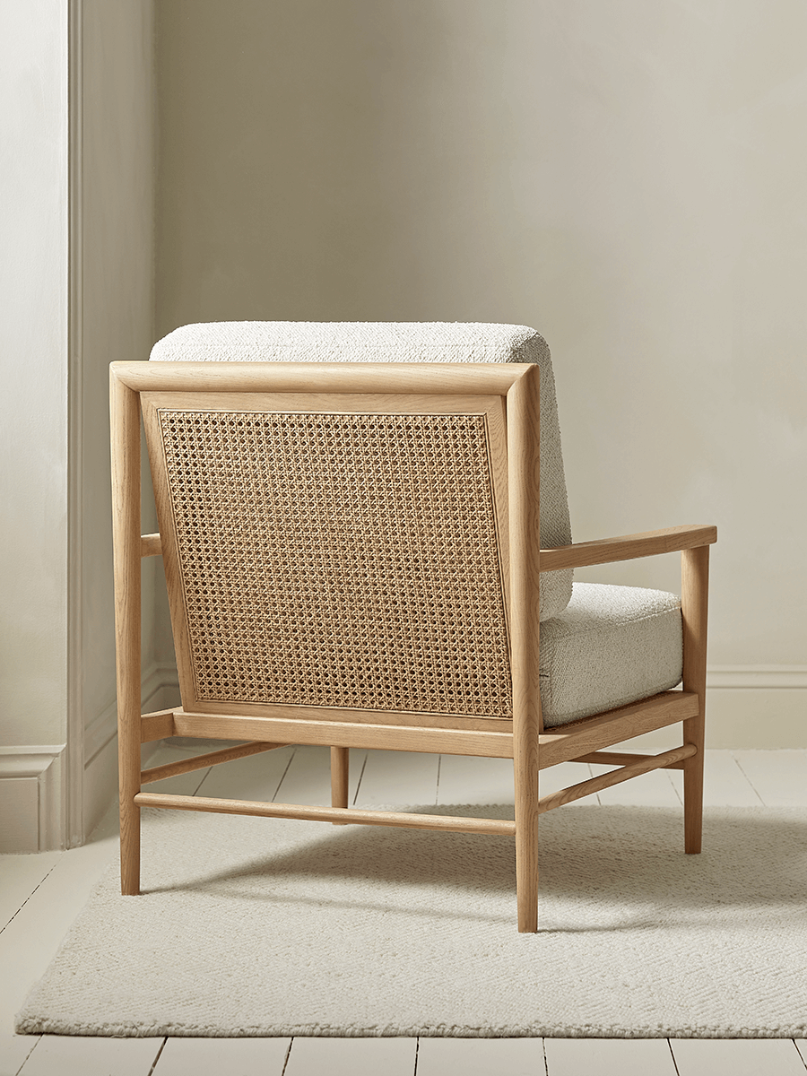 Product photograph of Boucl Cane Armchair from Cox and Cox.