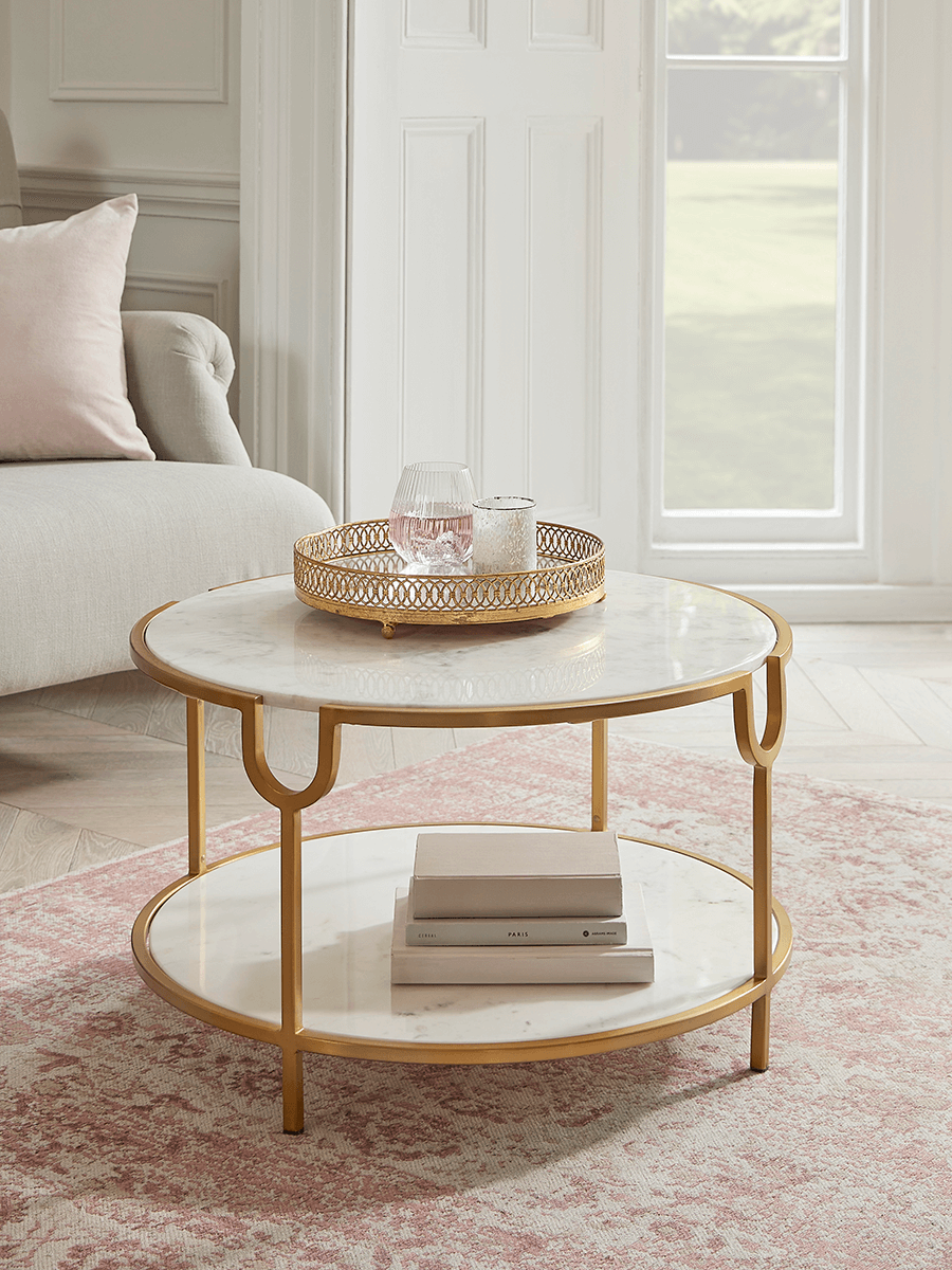 Photo of Marble topped round coffee table