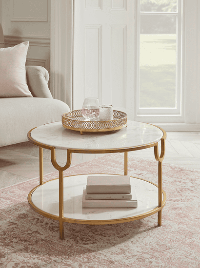 Marble Topped Round Coffee Table