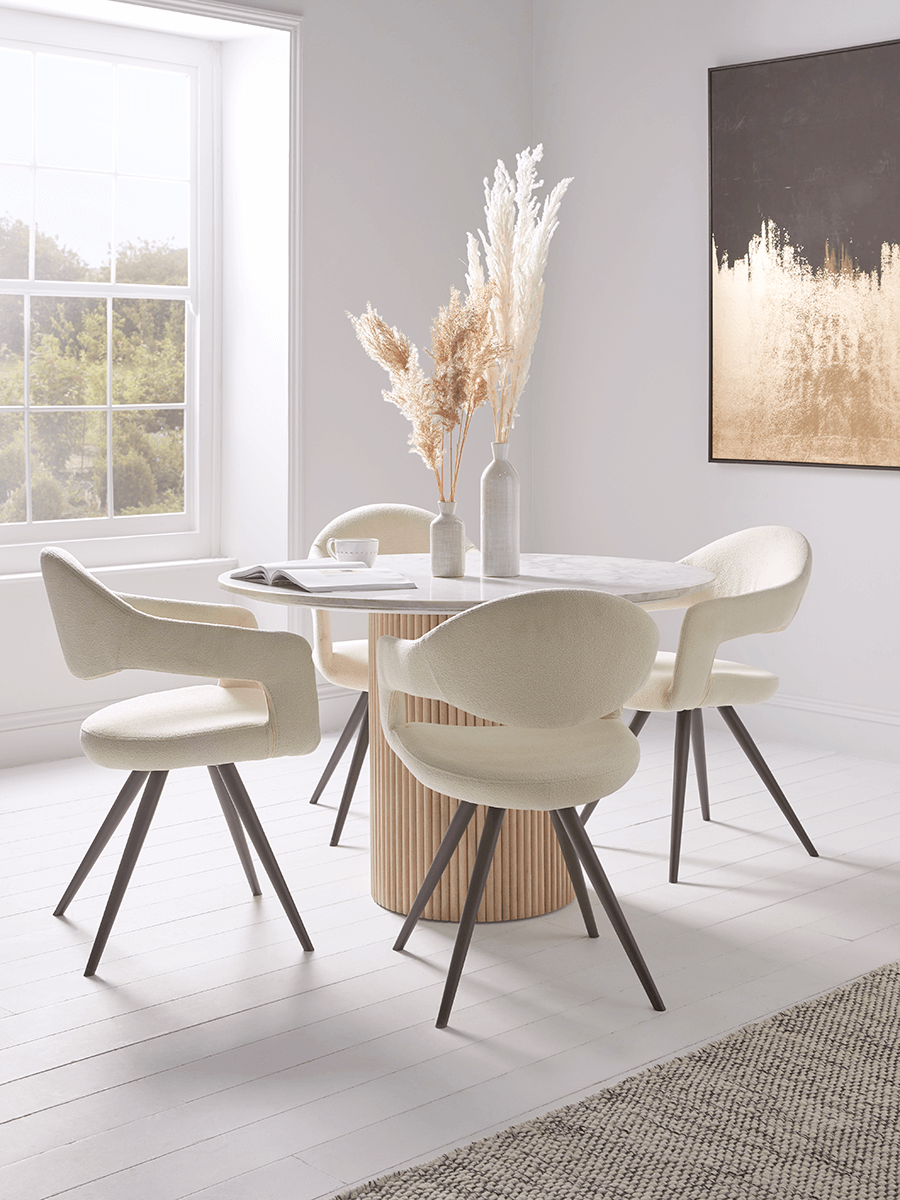 Product photograph of Two Boucl Dining Chairs - White from Cox and Cox.