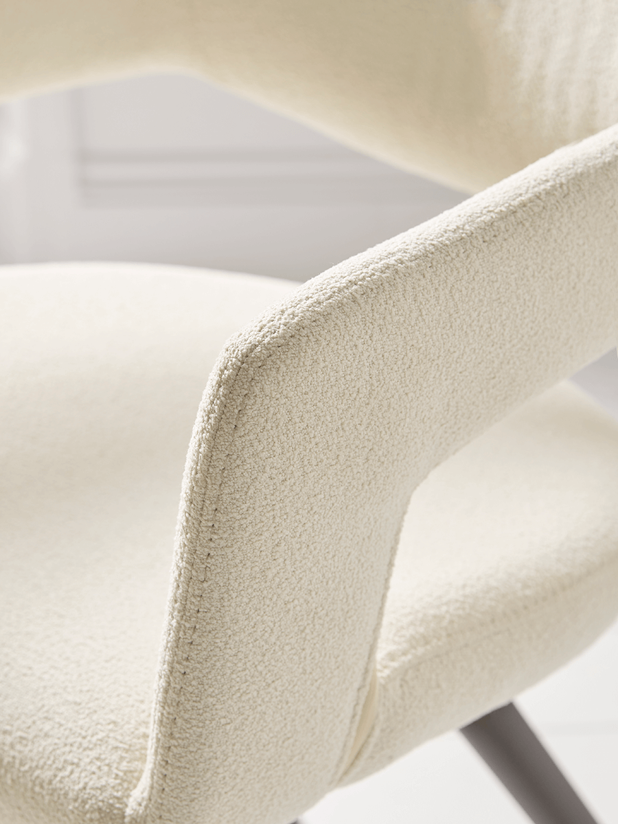 Product photograph of Two Boucl Dining Chairs - White from Cox and Cox.