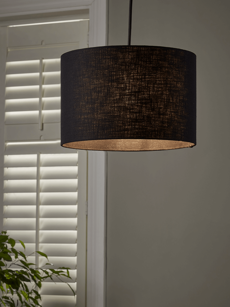 Product photograph of Black Linen Shade - Large from Cox and Cox.